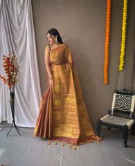 Royal Tissue Silk Zari Weaving & Mango Border Saree