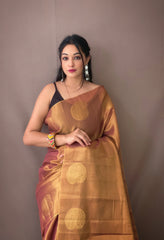 Royal Tissue Silk Zari Weaving & Mango Border Saree