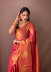 Royal Tissue Silk Zari Weaving & Mango Border Saree