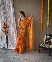 Royal Tissue Silk Zari Weaving & Mango Border Saree