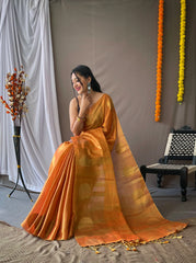 Royal Tissue Silk Zari Weaving & Mango Border Saree