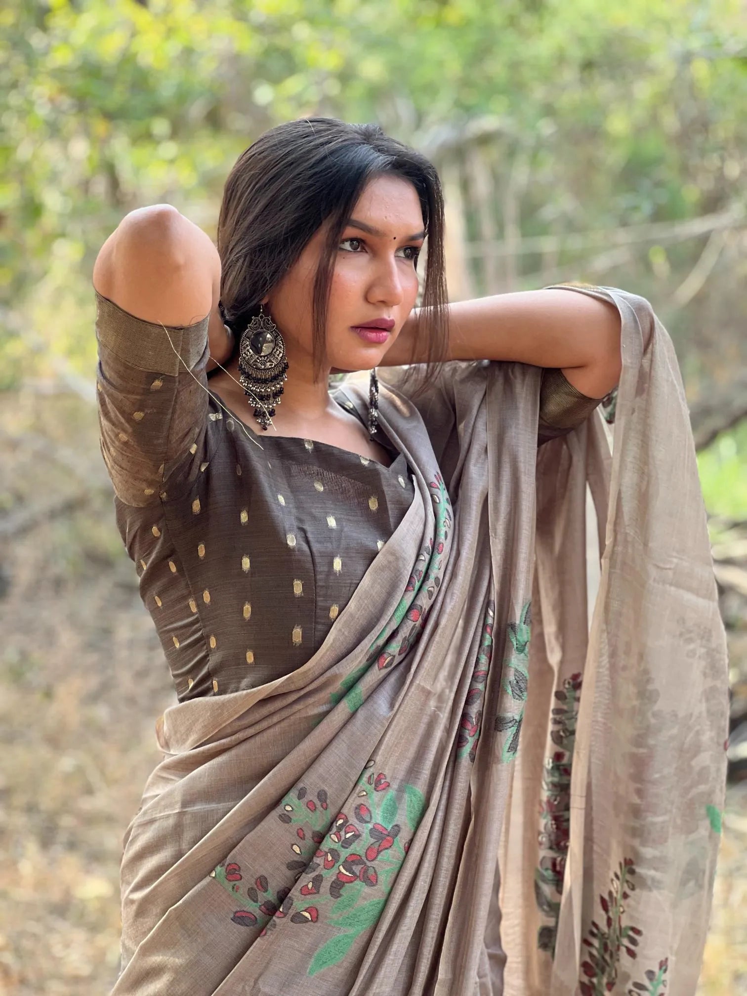 Classic Muga Cotton Floral Saree