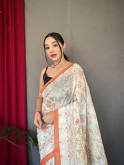 Malai Cotton Katha Printed Saree