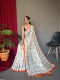 Malai Cotton Katha Printed Saree