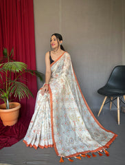 Malai Cotton Katha Printed Saree