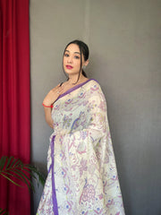 Malai Cotton Katha Printed Saree