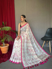 Malai Cotton Katha Printed Saree