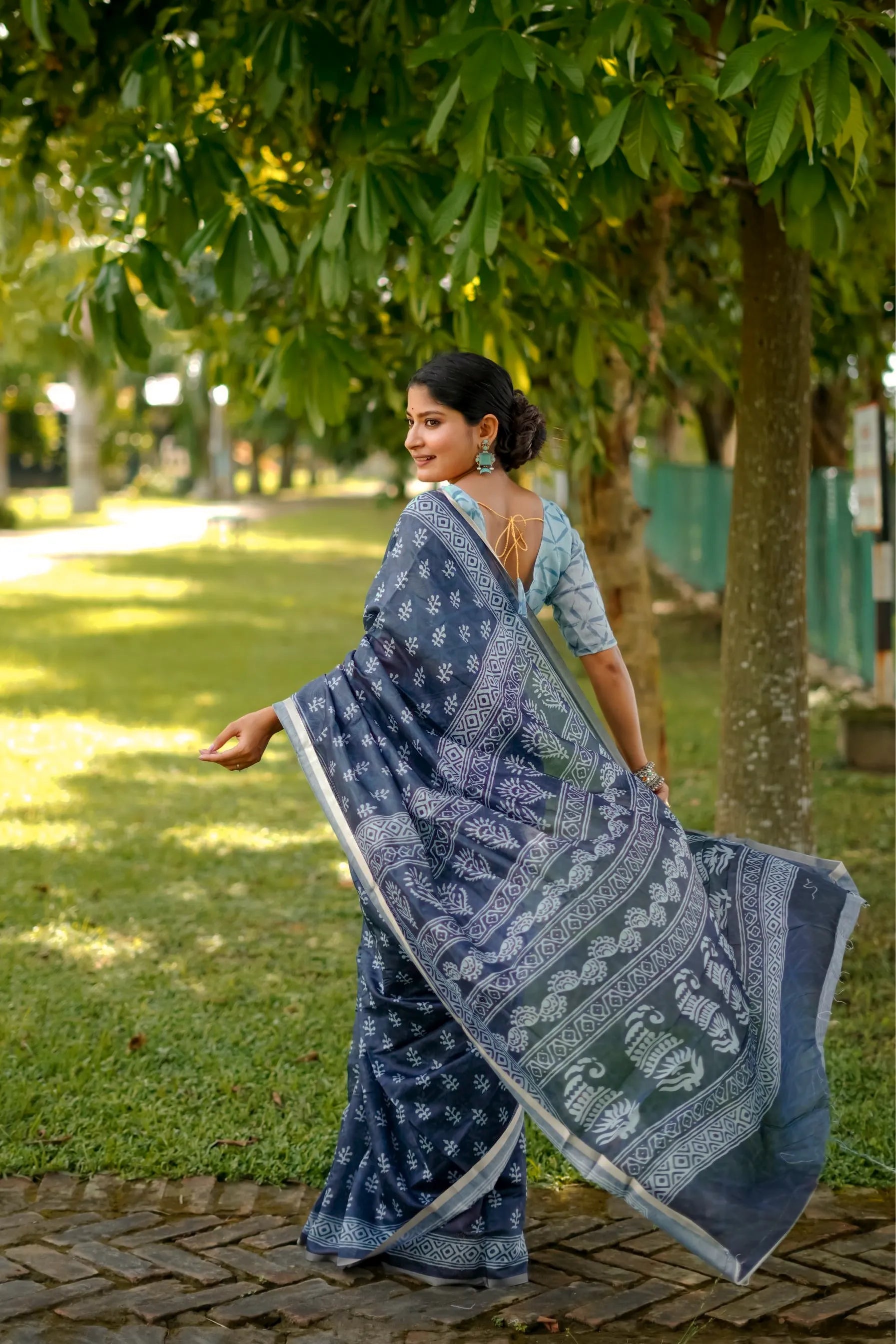 Soft Dhanwari Cotton Digital Block Printed Saree