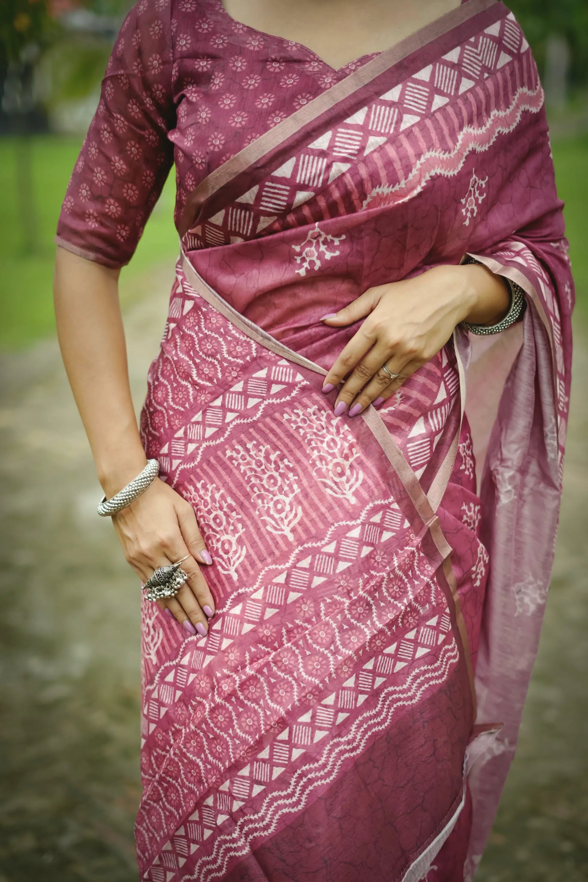 Soft Dhanwari Cotton Digital Block Printed Saree