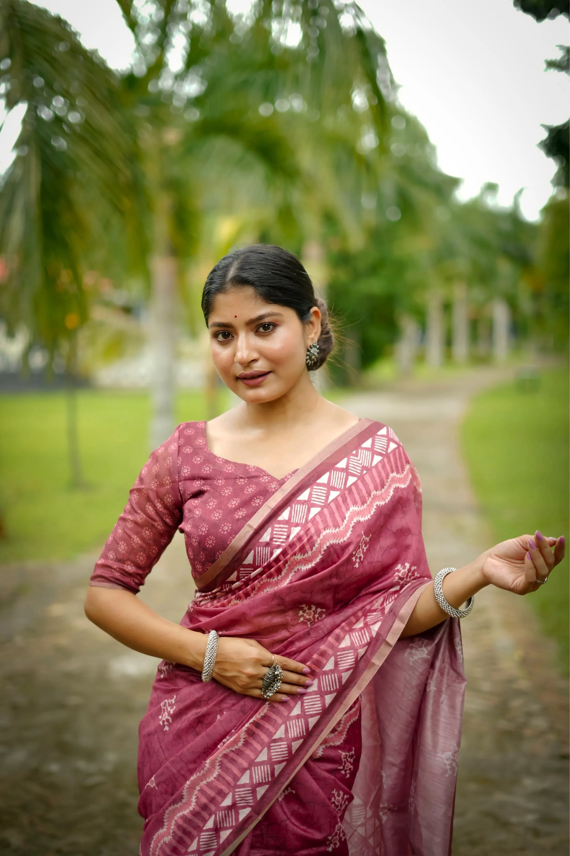 Soft Dhanwari Cotton Digital Block Printed Saree