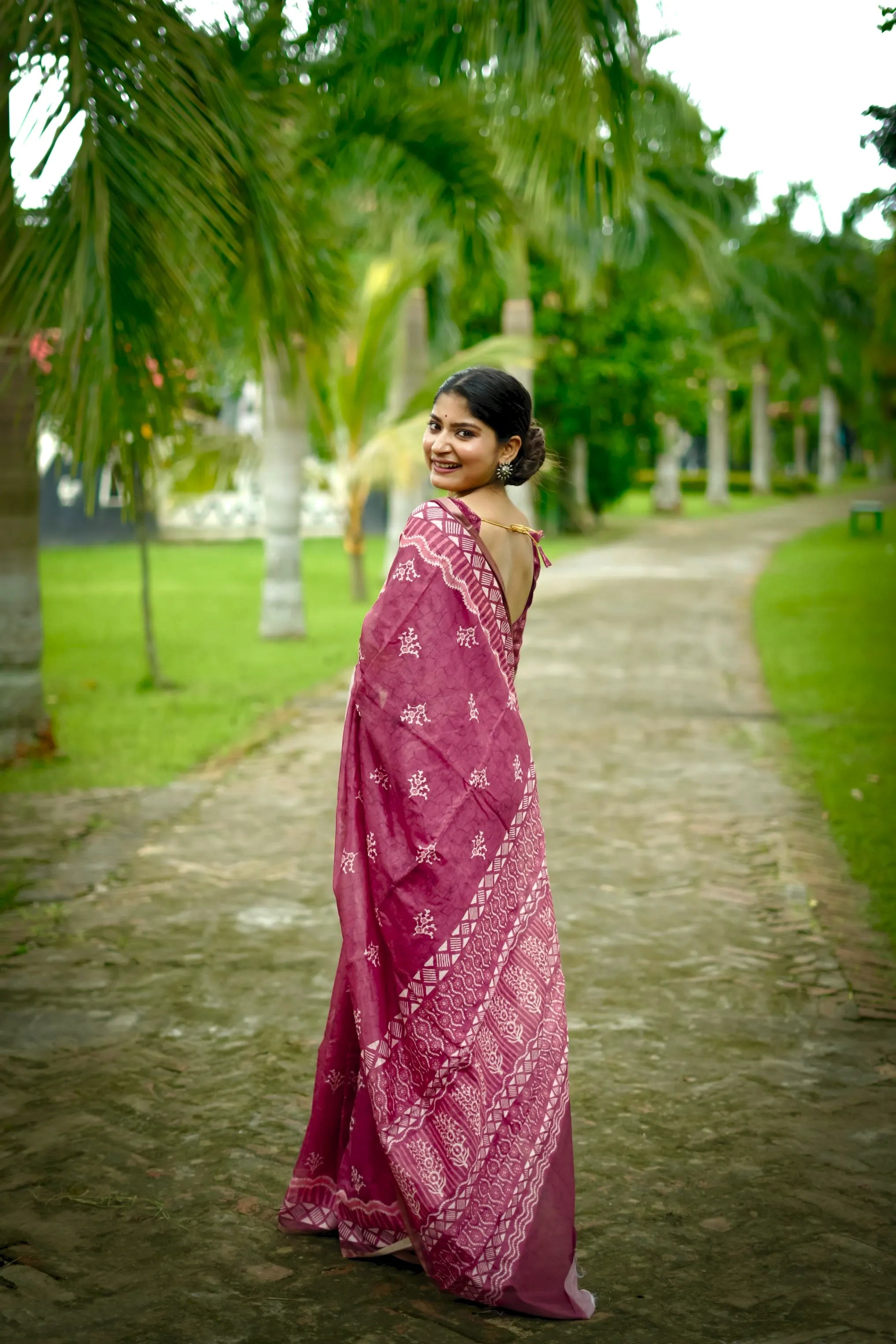 Soft Dhanwari Cotton Digital Block Printed Saree
