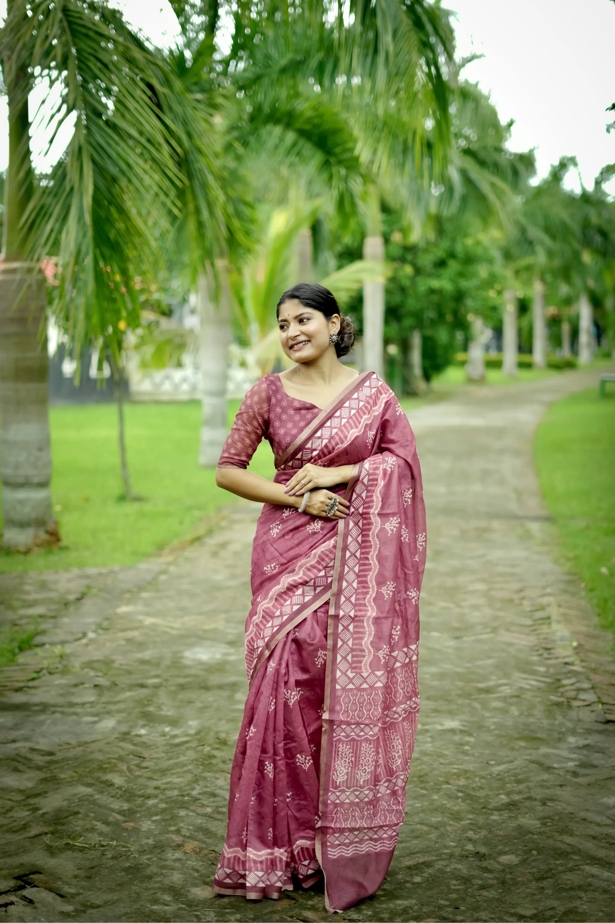 Soft Dhanwari Cotton Digital Block Printed Saree