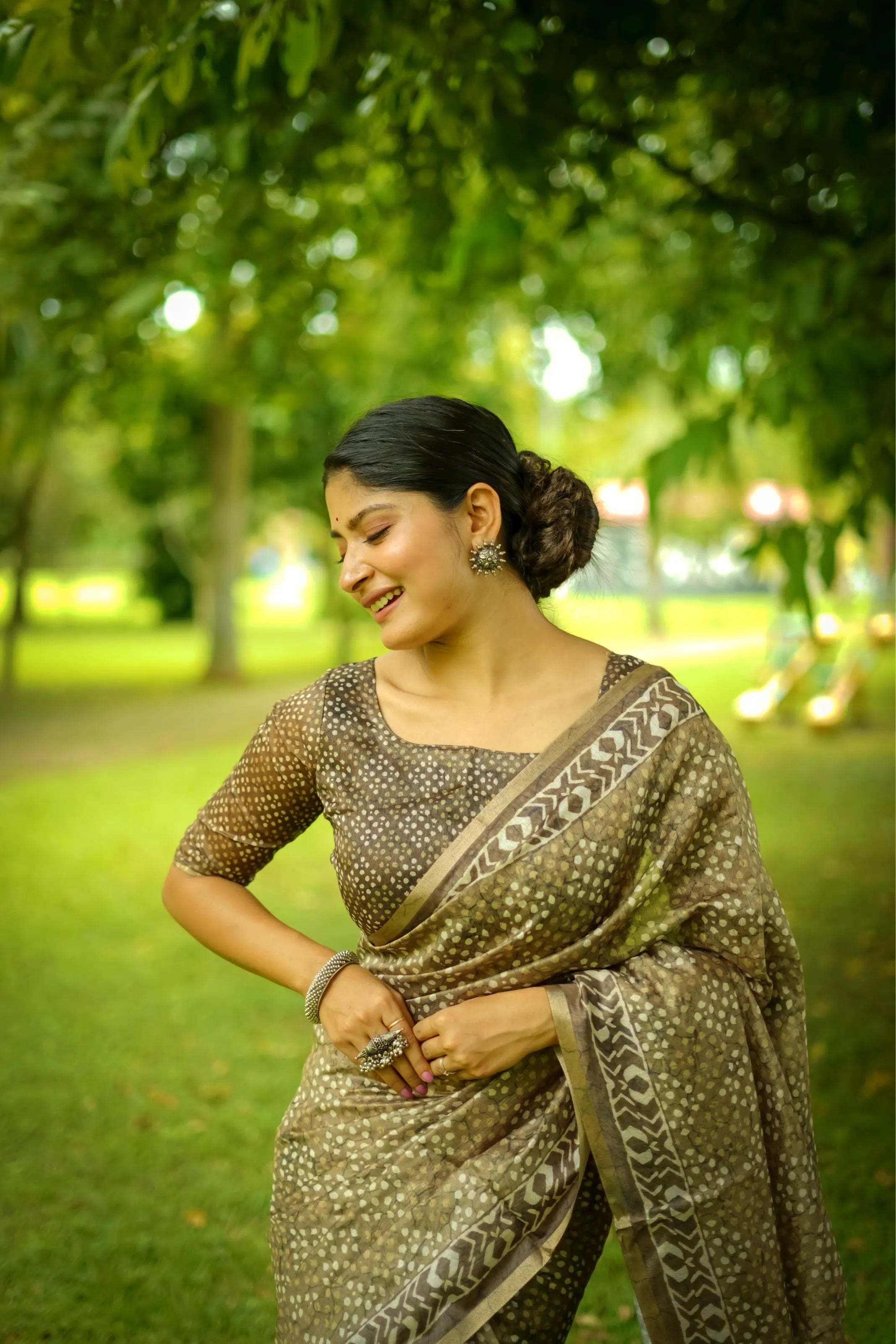 Soft Dhanwari Cotton Digital Block Printed Saree
