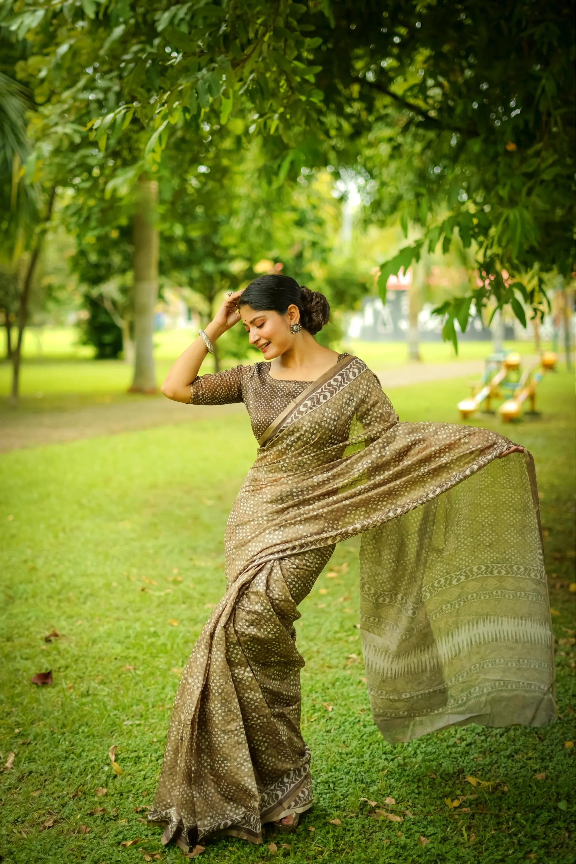 Soft Dhanwari Cotton Digital Block Printed Saree
