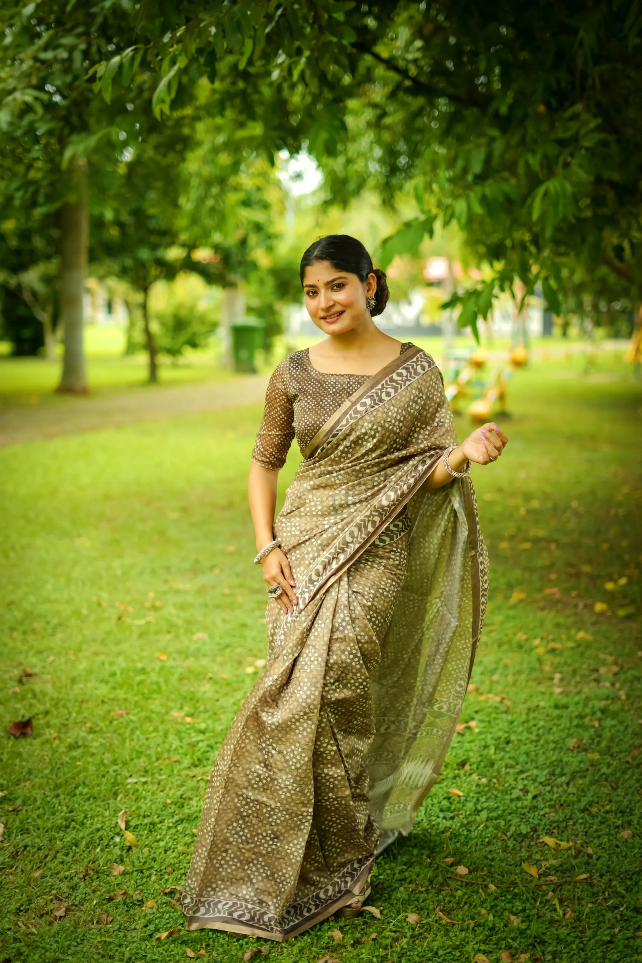 Soft Dhanwari Cotton Digital Block Printed Saree