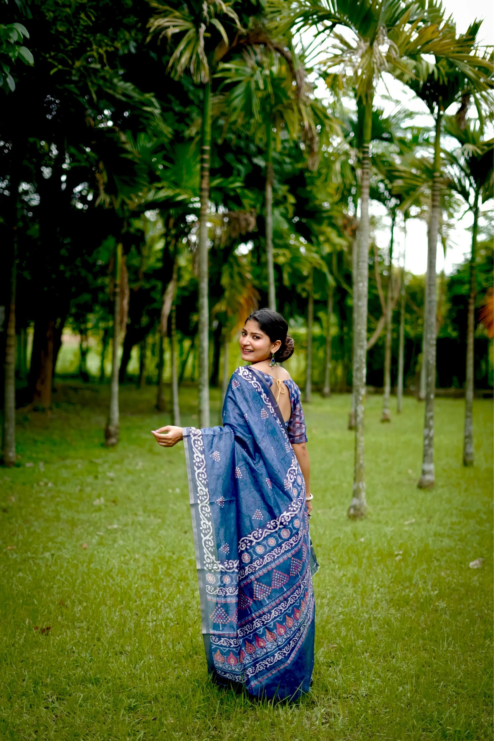 Soft Dhanwari Cotton Digital Block Printed Saree