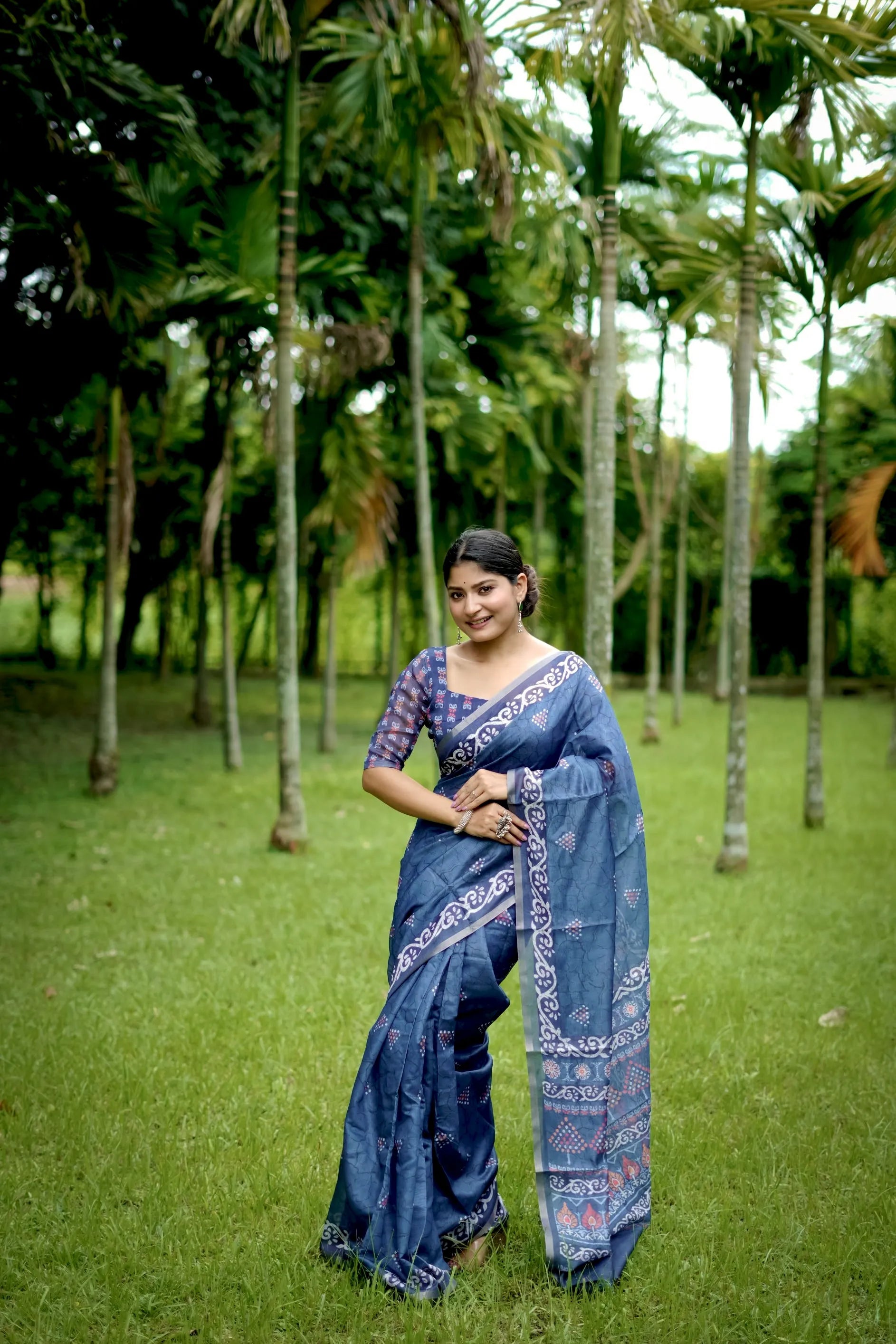 Soft Dhanwari Cotton Digital Block Printed Saree