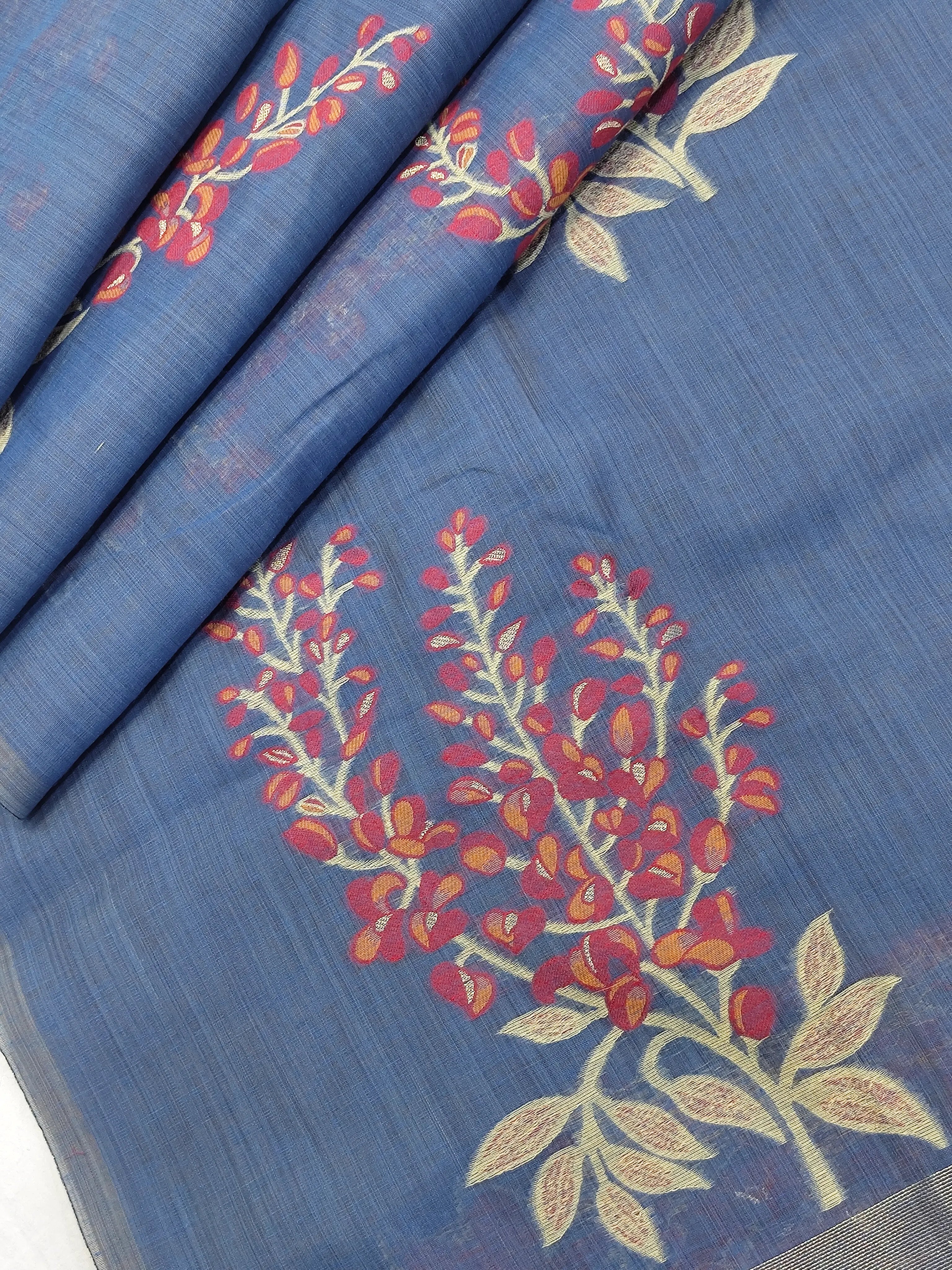 Soft Muga Cotton Floral Design Saree