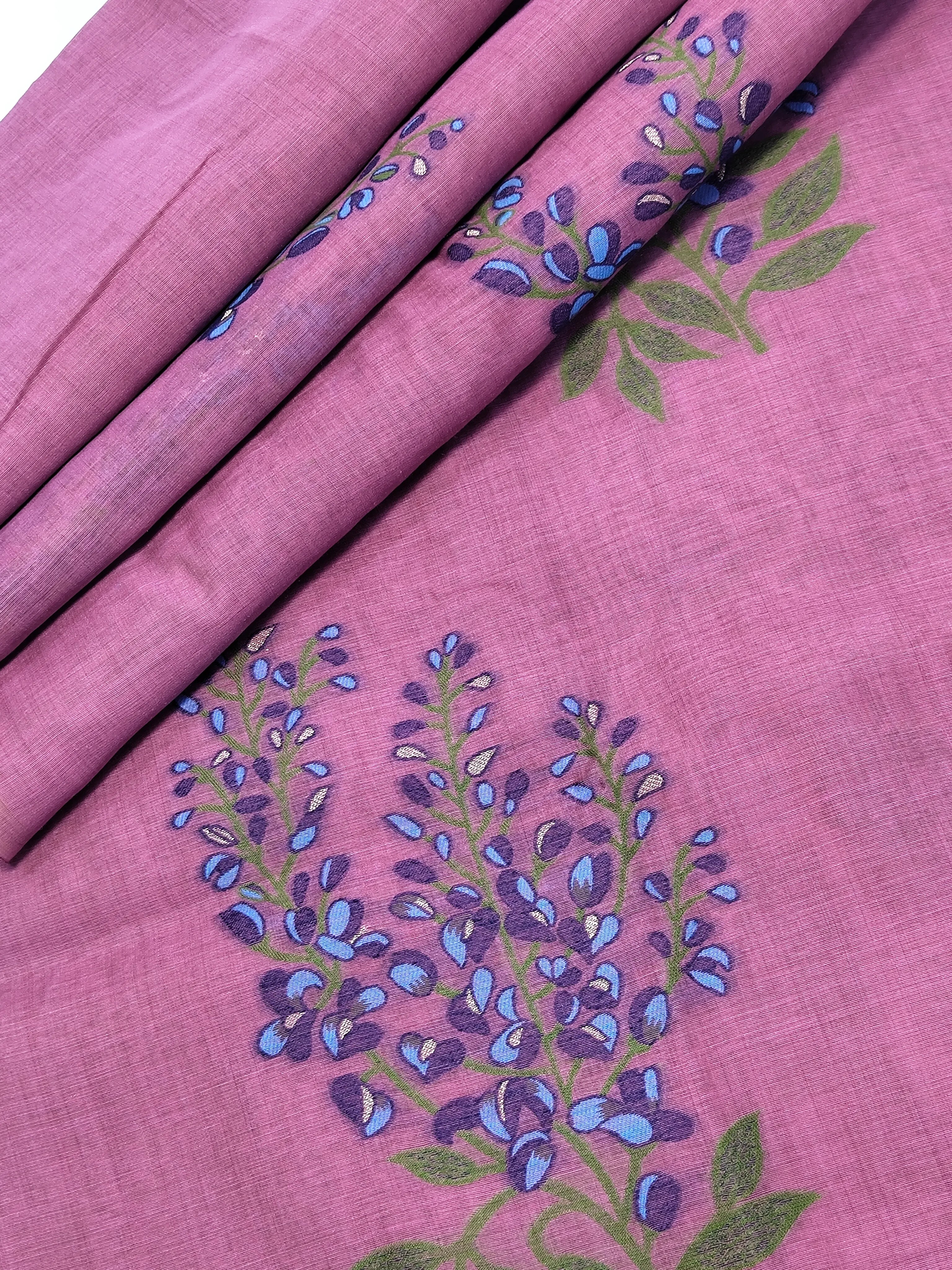 Soft Muga Cotton Floral Design Saree