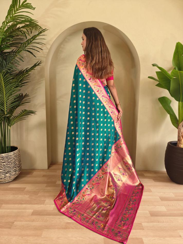 Paithani Silk Traditional Zari Weaving Rich Pallu Saree
