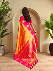 Dual Tone Unique Peacock Border Soft Silk Saree
