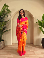 Dual Tone Unique Peacock Border Soft Silk Saree