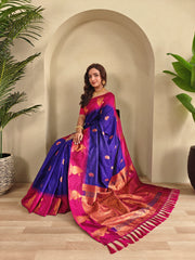 Dual Tone Unique Peacock Border Soft Silk Saree