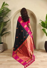Dual Tone Unique Peacock Border Soft Silk Saree