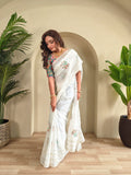 Premium Crush Silk Printed Organza Saree