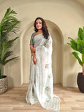 Premium Crush Silk Printed Organza Saree