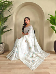 Premium Crush Silk Printed Organza Saree
