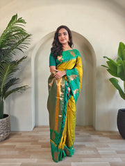 Dual Tone Unique Peacock Border Soft Silk Saree
