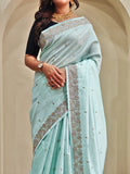 Designer Tussar Embroidered Saree
