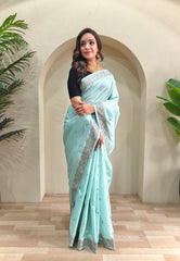 Designer Tussar Embroidered Saree