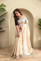 Designer Tussar Embroidered Saree