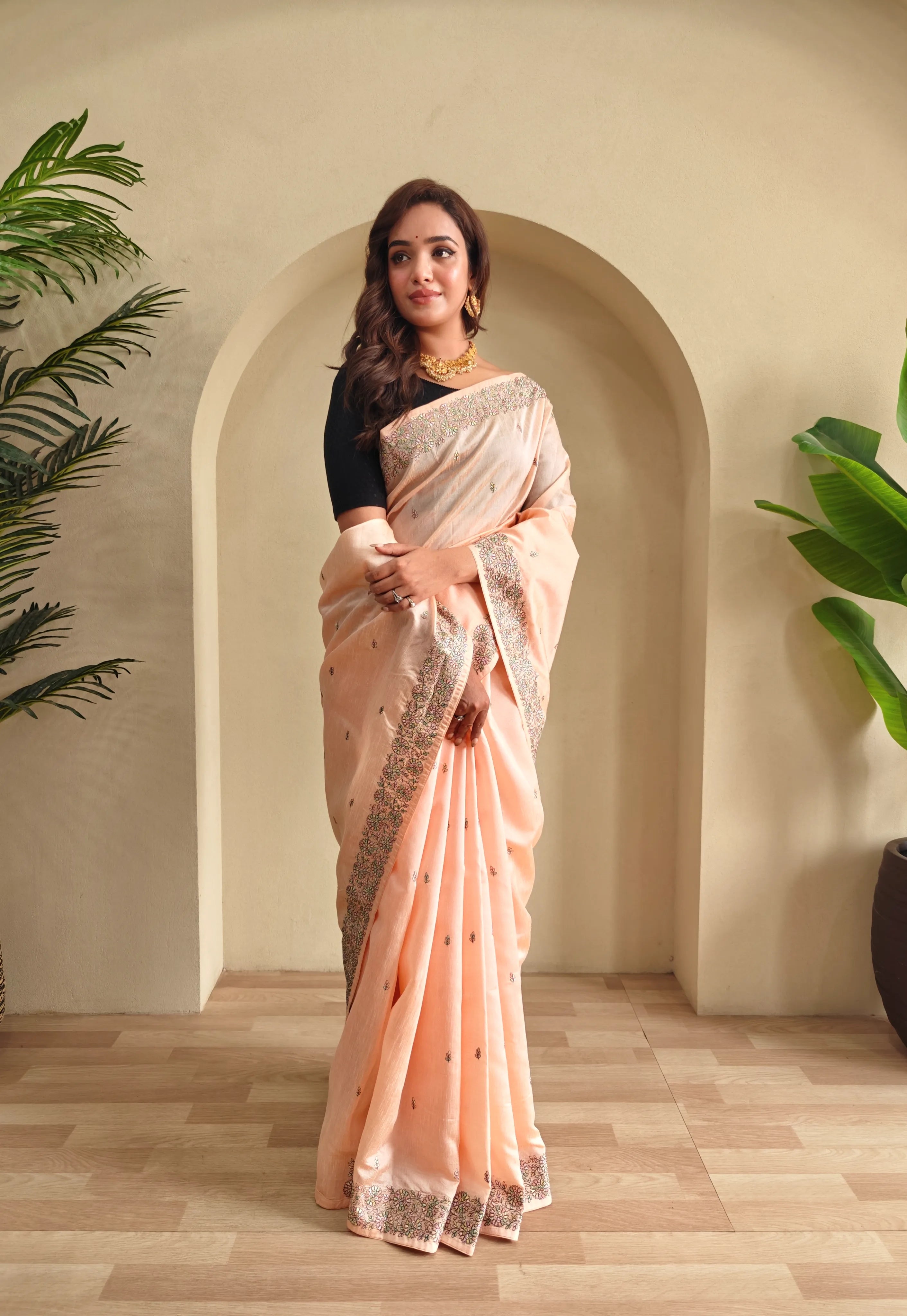 Designer Tussar Embroidered Saree