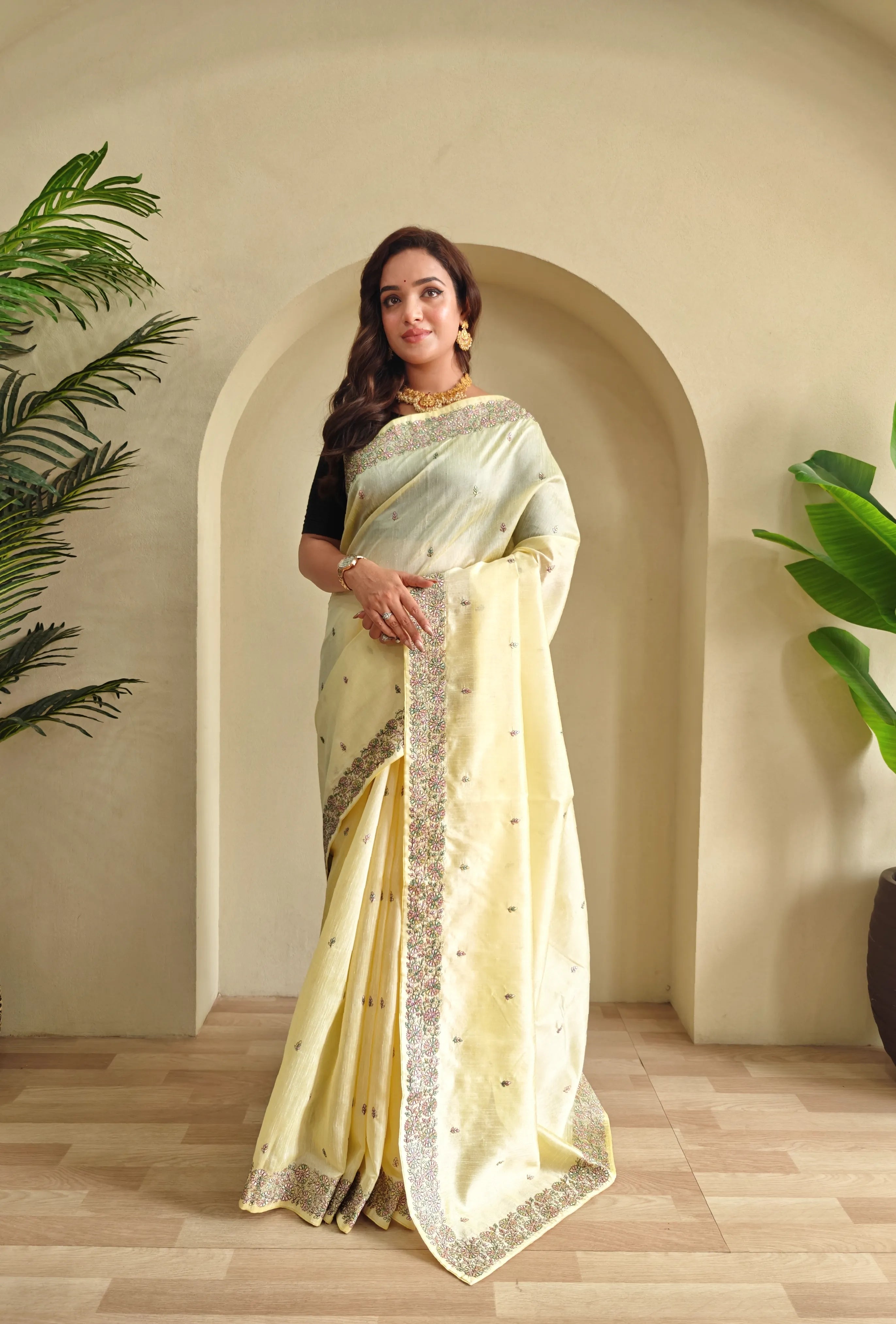 Designer Tussar Embroidered Saree