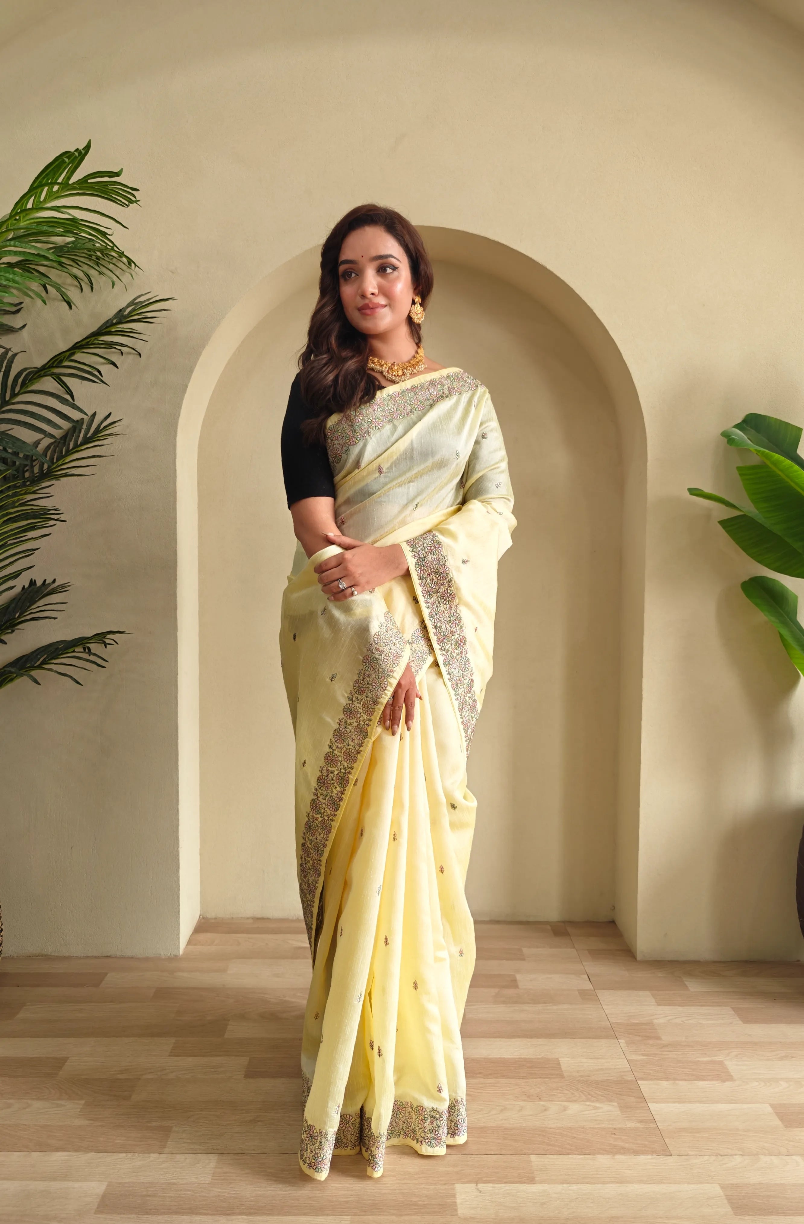Designer Tussar Embroidered Saree