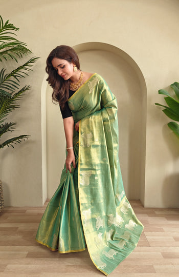 Heritage Art Edit – Pichwai Pattern Tissue Silk Saree