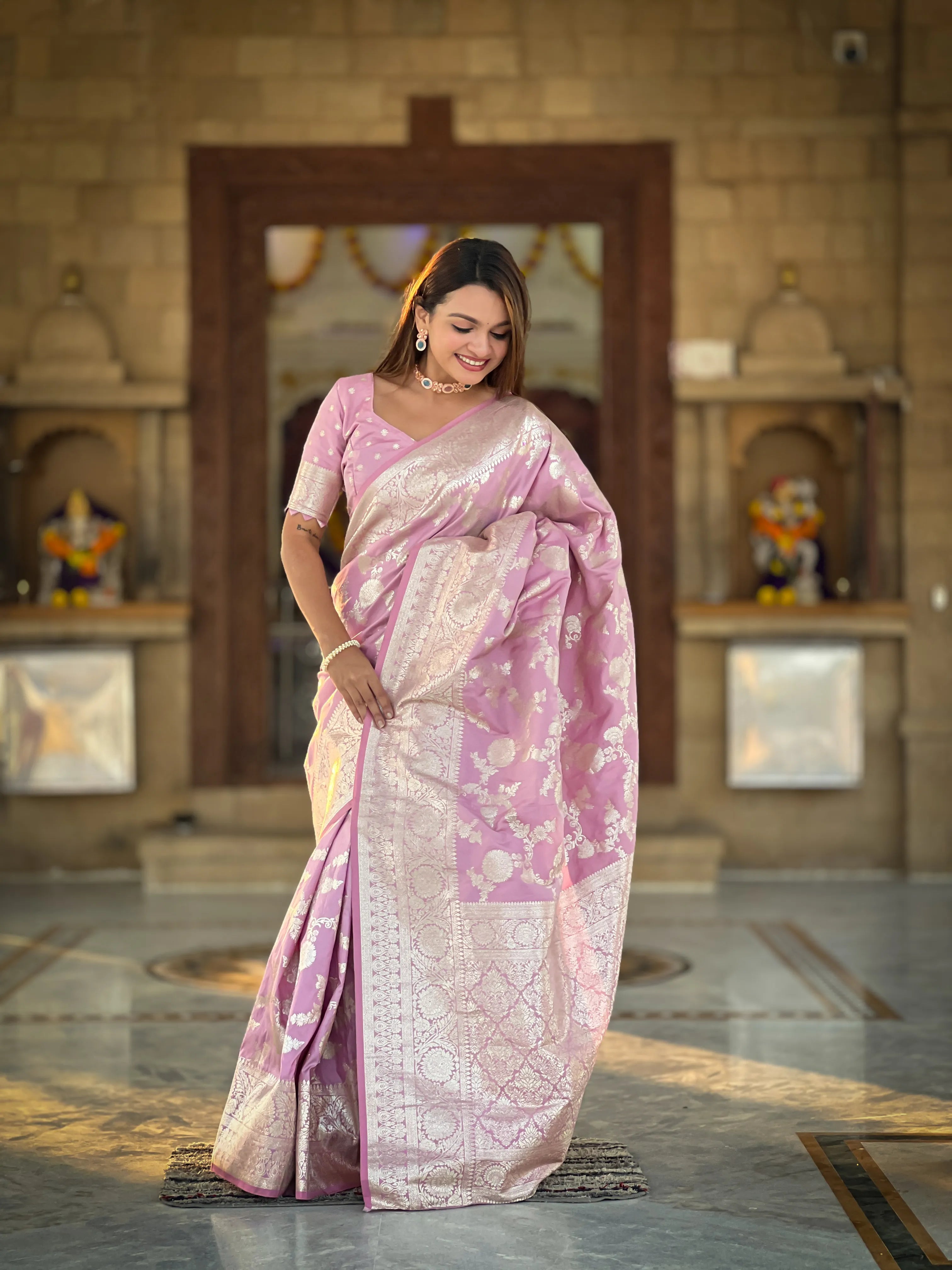 Soft Silk Banarasi Meenakari Touch up Rich Pallu Saree (Product Code: AS-876)