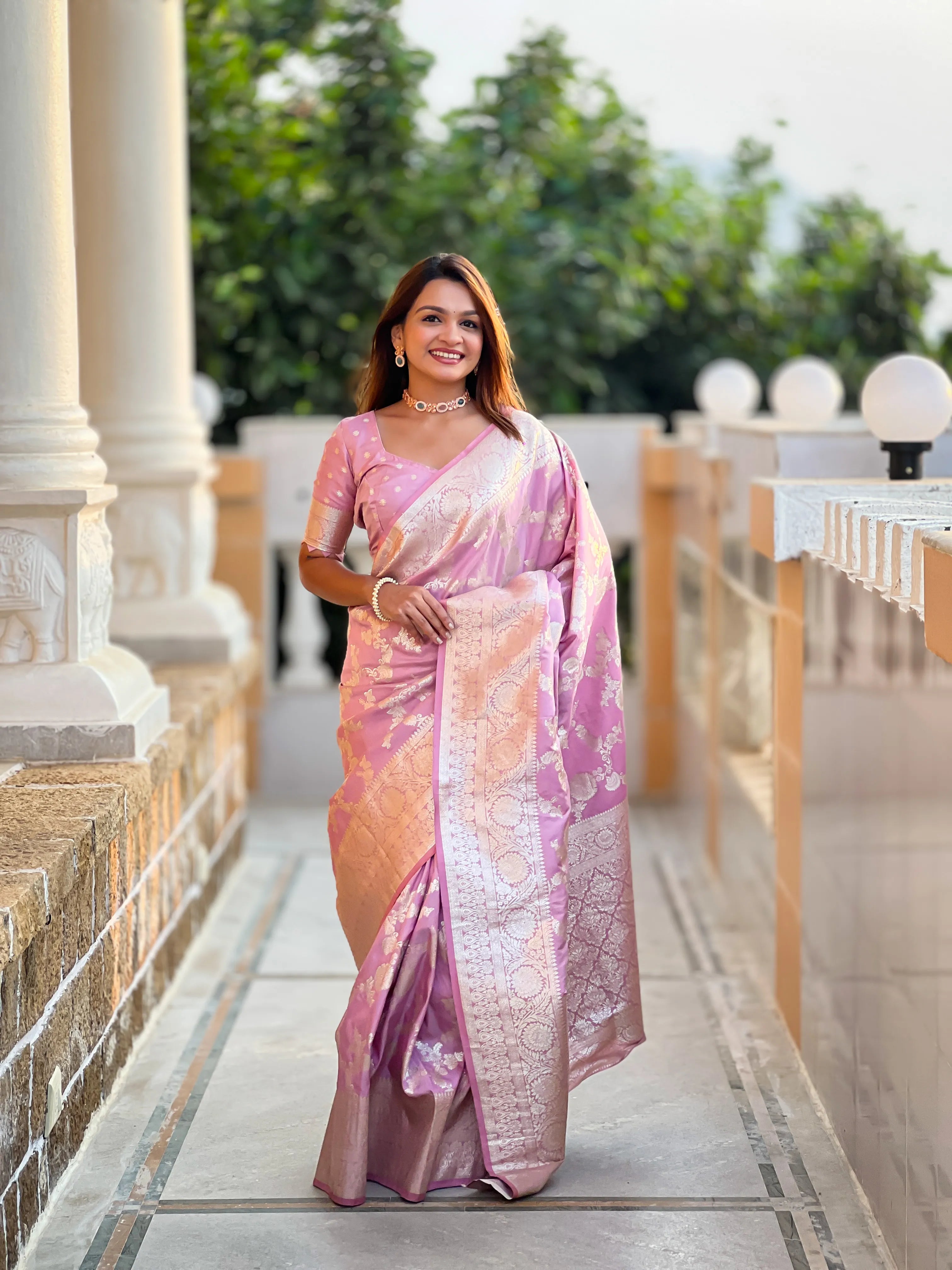 Soft Silk Banarasi Meenakari Touch up Rich Pallu Saree (Product Code: AS-876)