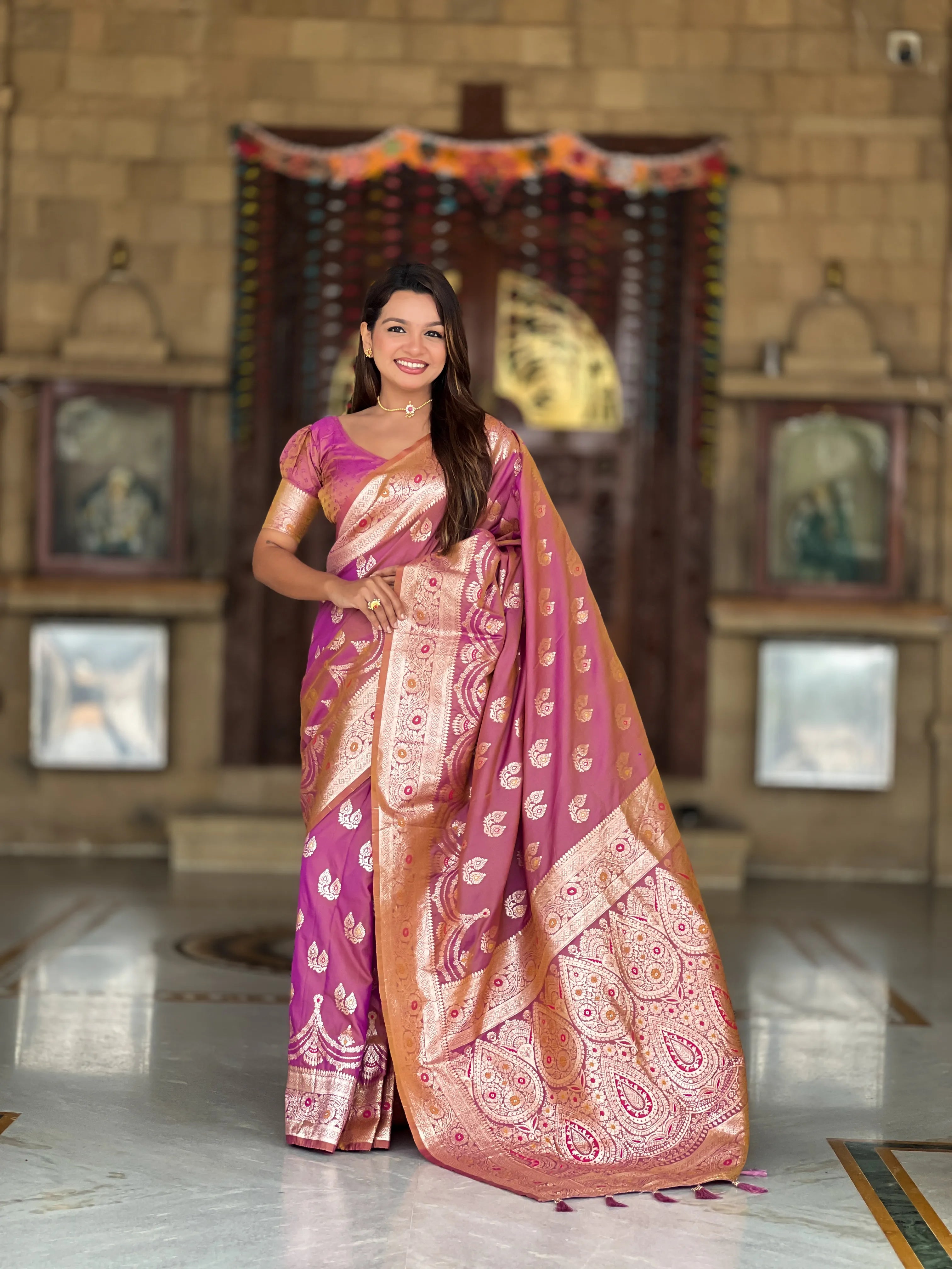 Soft Silk Banarasi Meenakari Saree