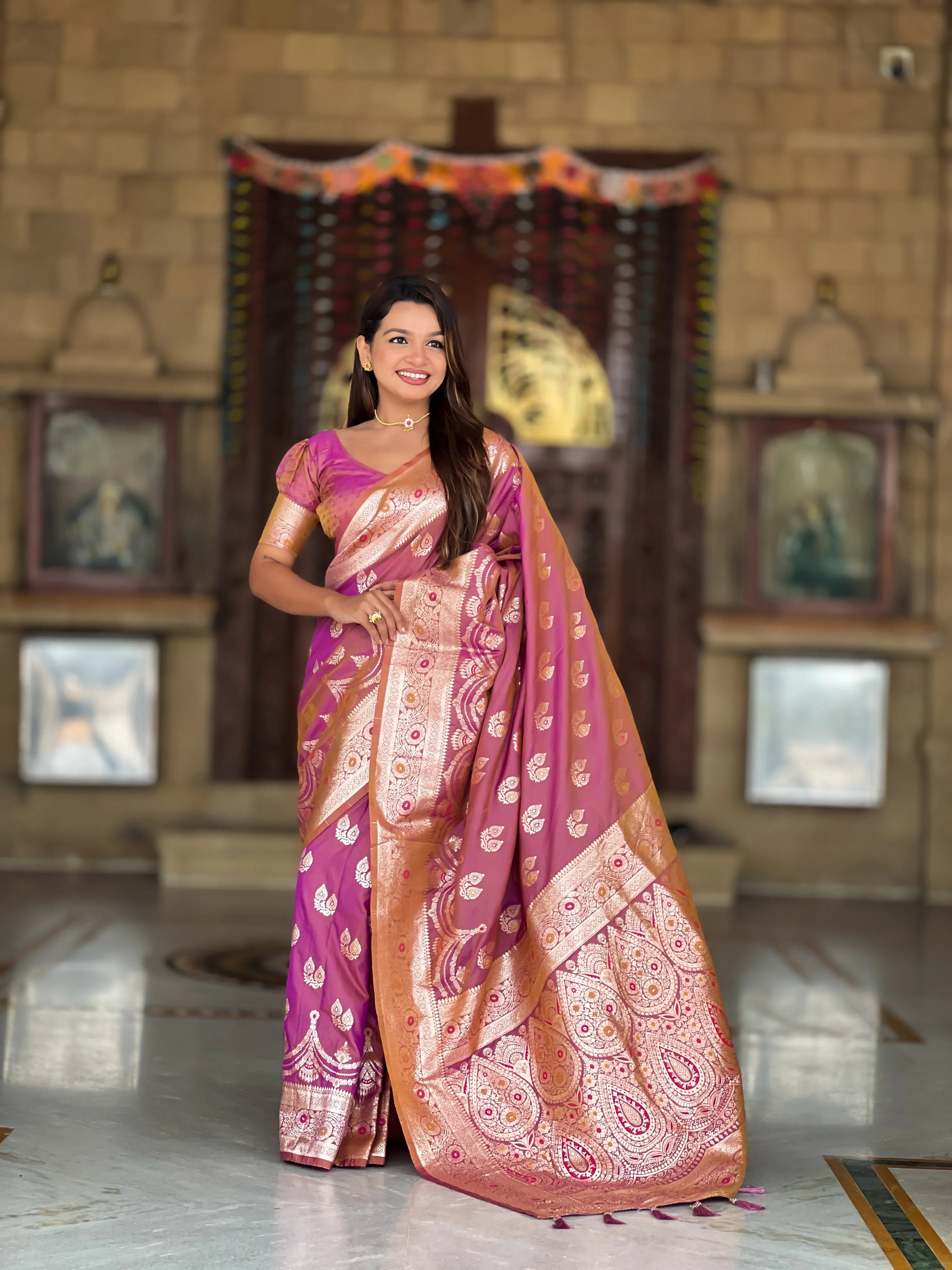 Soft Silk Banarasi Meenakari Saree