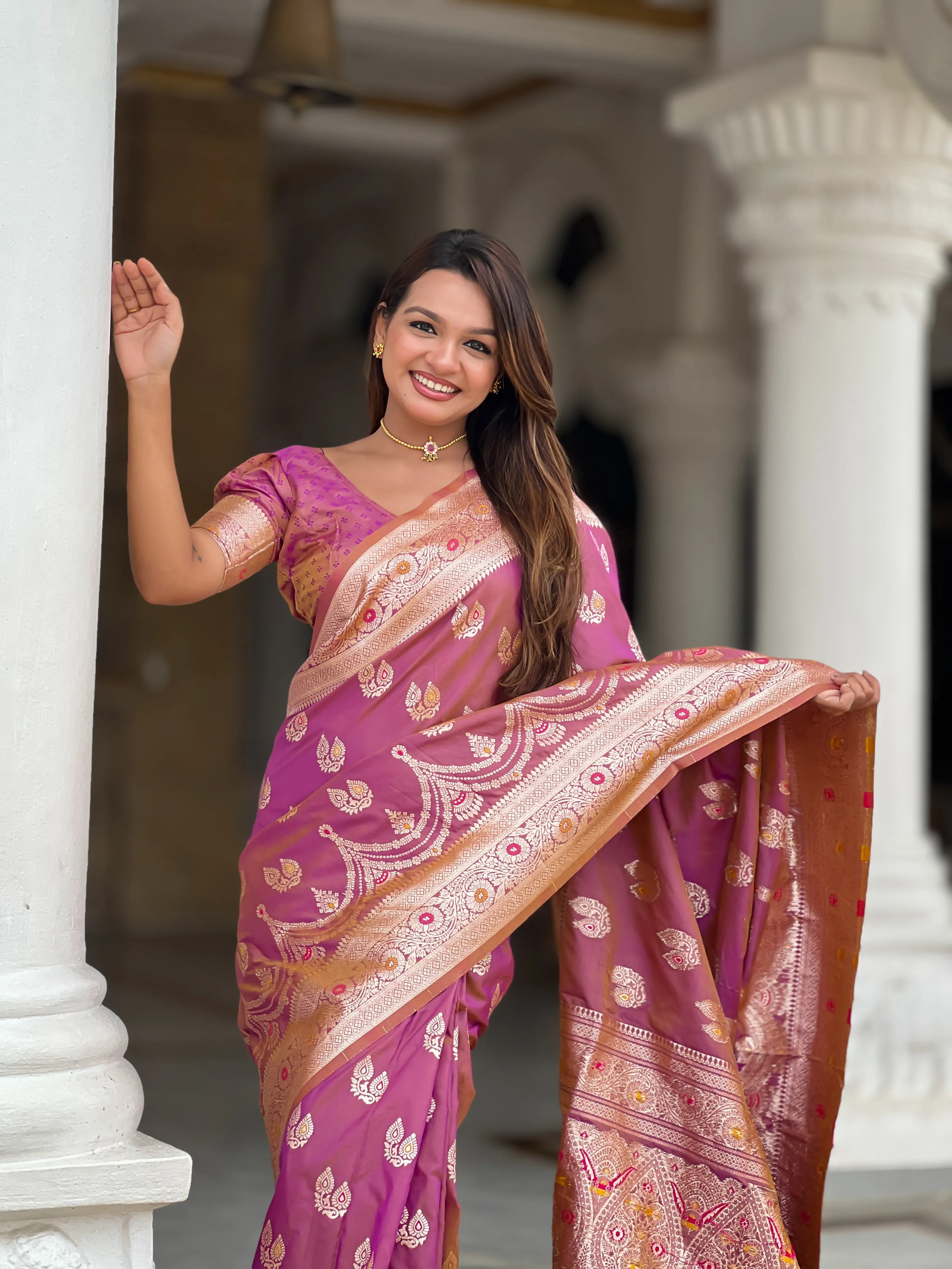 Soft Silk Banarasi Meenakari Saree