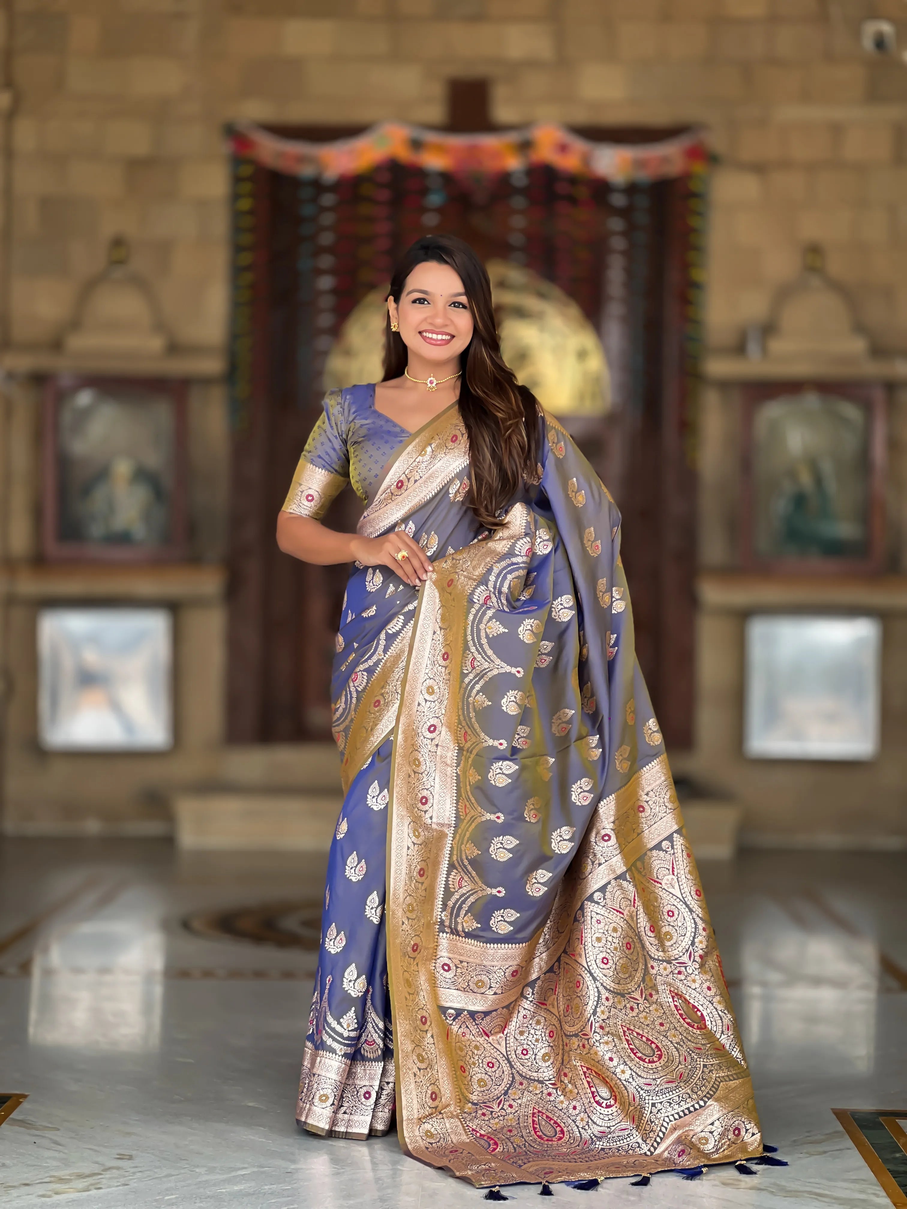 Soft Silk Banarasi Meenakari Saree