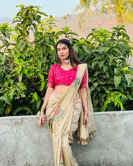Classic Muga Cotton Floral Saree