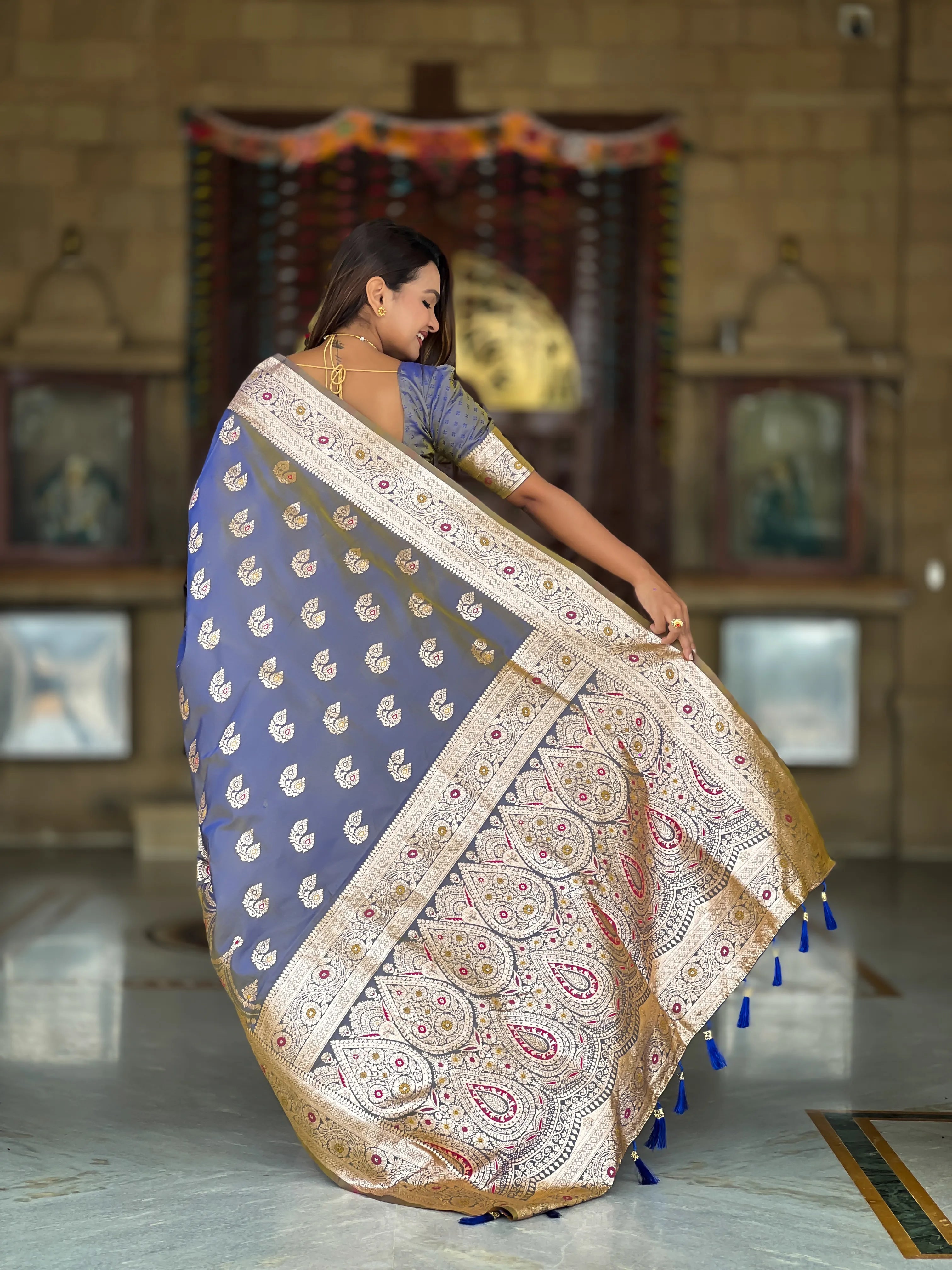 Soft Silk Banarasi Meenakari Saree