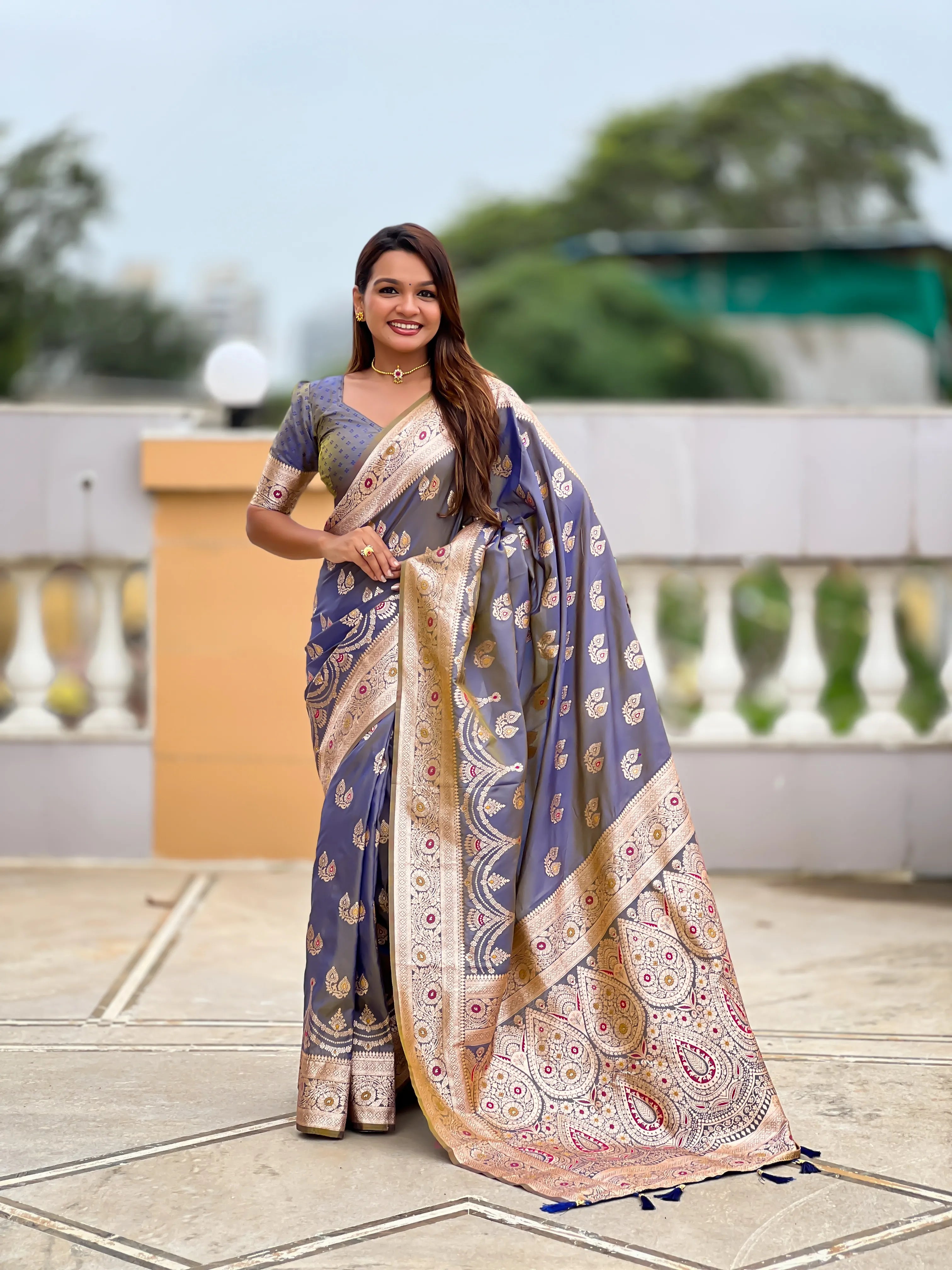 Soft Silk Banarasi Meenakari Saree