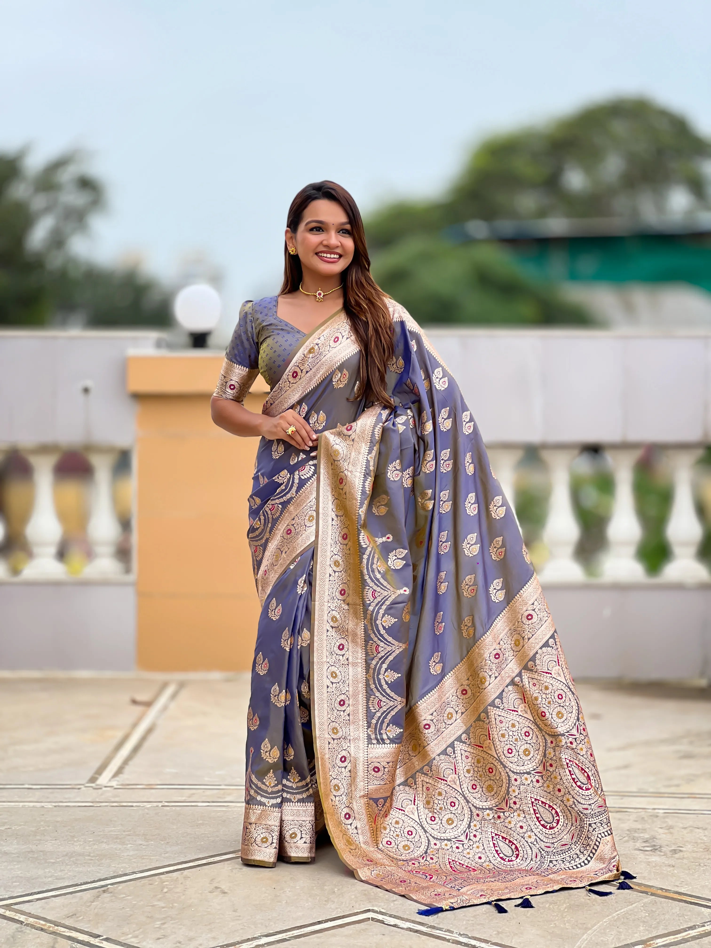 Soft Silk Banarasi Meenakari Saree