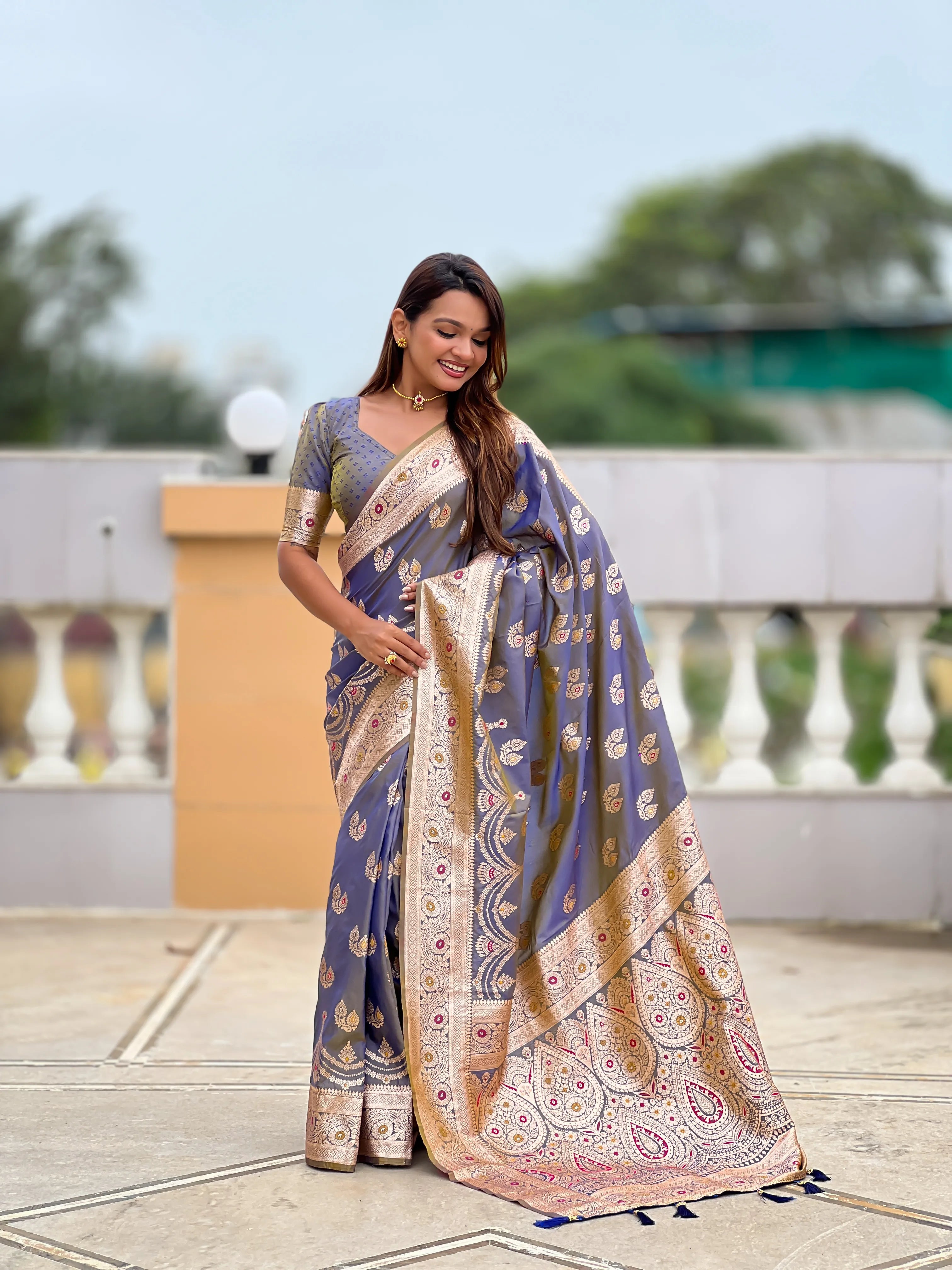 Soft Silk Banarasi Meenakari Saree